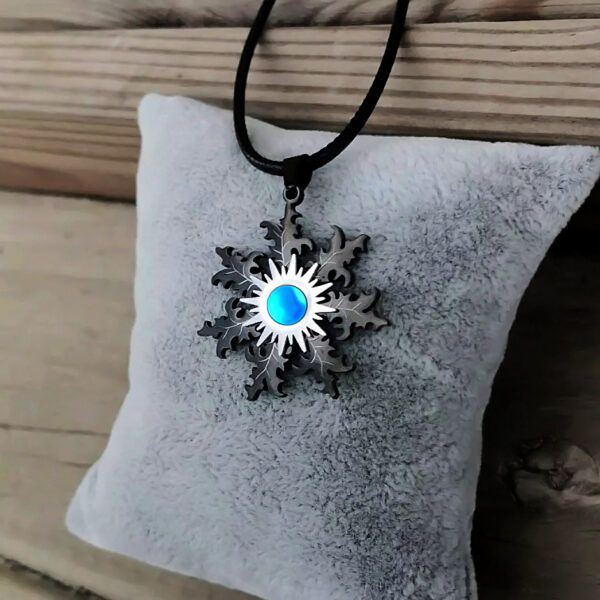 La Flor del Sol Acero Negro Aurora Boreal Azul - Imagen 2