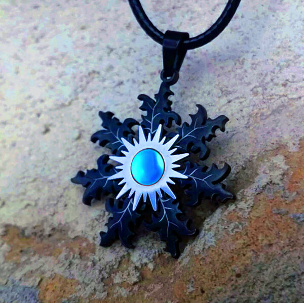 La Flor del Sol Acero Negro Aurora Boreal Azul - Imagen 4