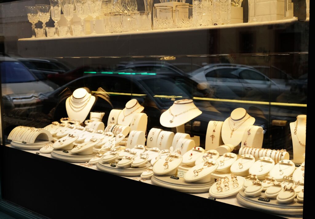 Jewelry store showcase.